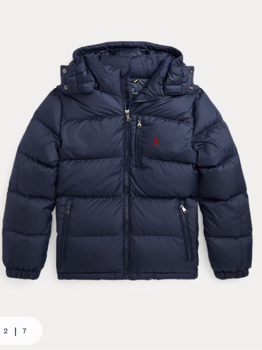 Ralph Lauren Boys Gorham Down Hooded Puffer Jacket Newport Navy
